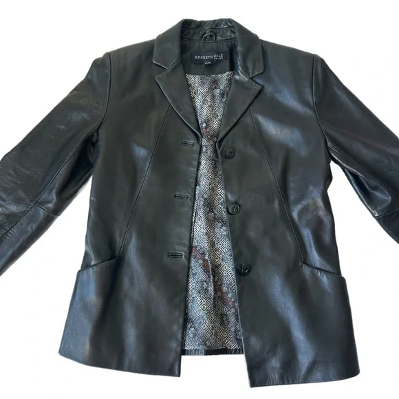 Kenneth Cole Black Leather Jacket New York women’s - Picture 1 of 10